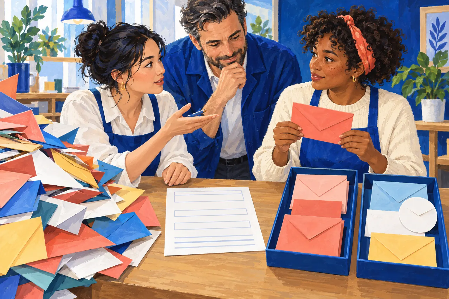 Une équipe fictive examine un formulaire et des demandes classées puis prépare une conversation client