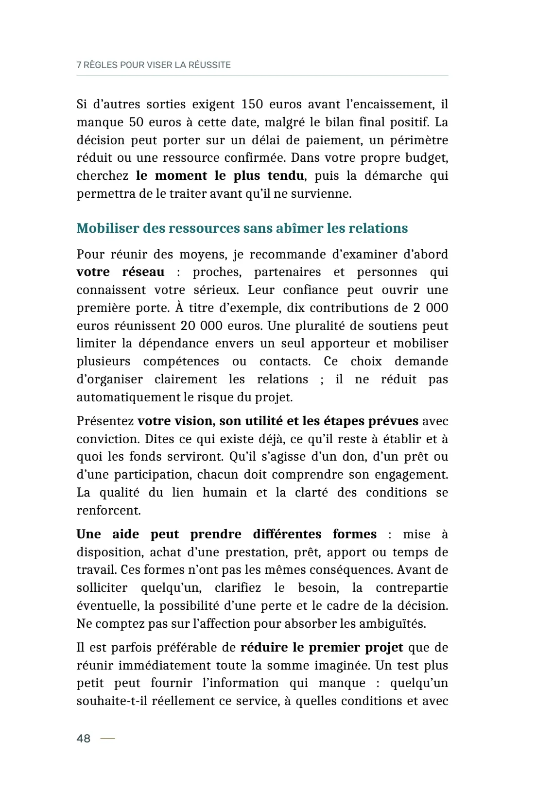 Page 48 du livre 7 règles pour viser la réussite, support de la leçon Principe 04 — Les Finances.