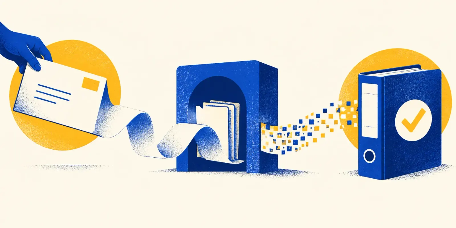 Illustration du passage d’une facture fournisseur vers un circuit numérique puis la comptabilité