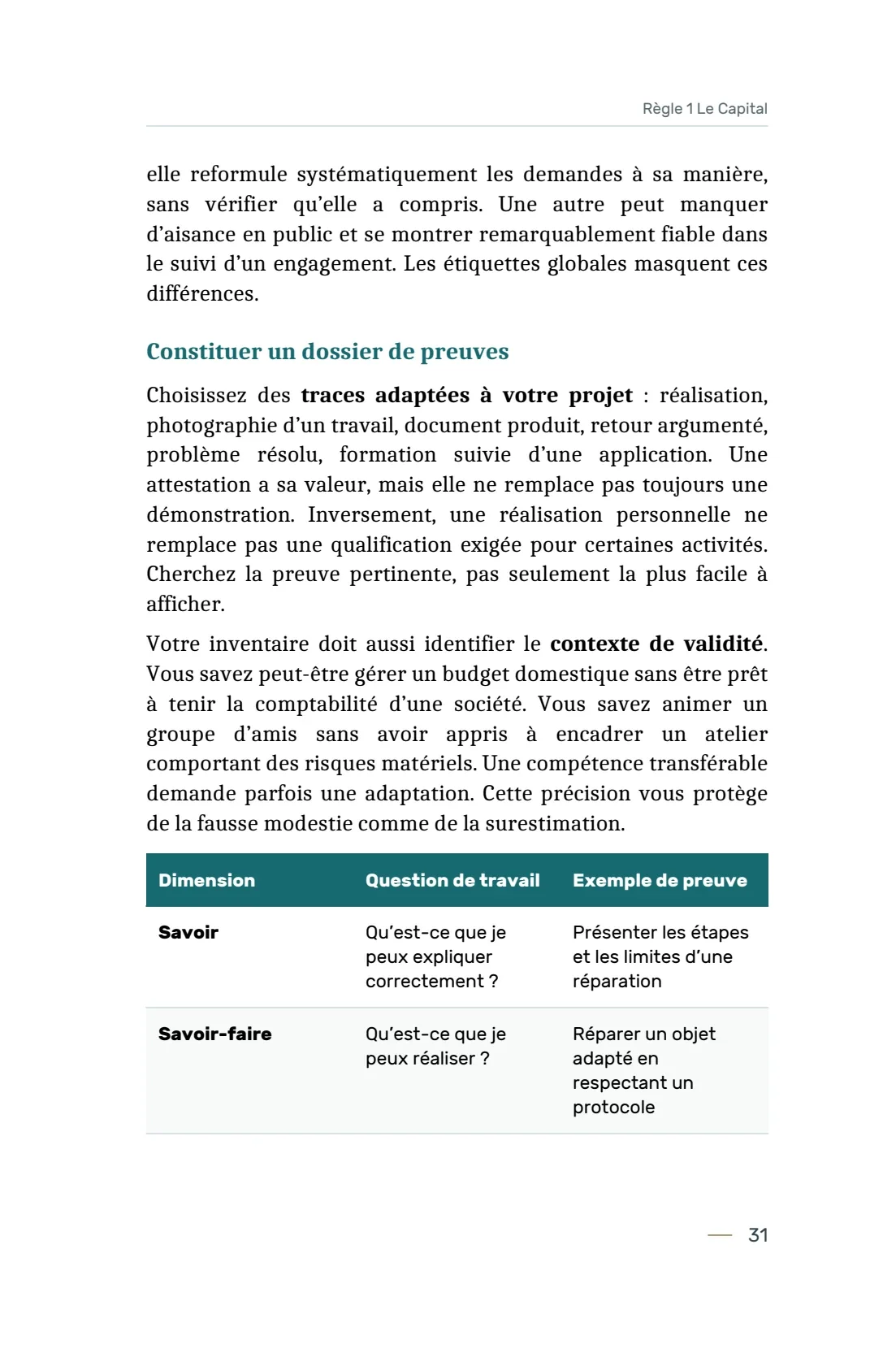 Page 31 du livre 7 règles pour viser la réussite, support de la leçon Principe 01 — Les Compétences.