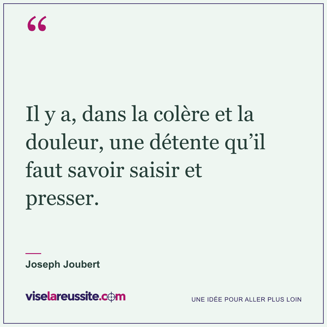 « Il y a, dans la colère et la douleur, une détente qu’il faut savoir saisir et presser. » — Joseph Joubert — Vise la Réussite