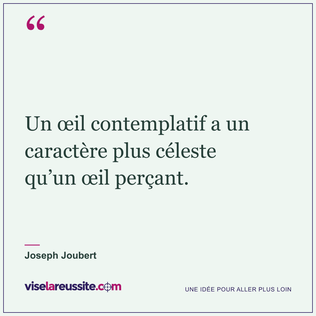 « Un œil contemplatif a un caractère plus céleste qu’un œil perçant. » — Joseph Joubert — Vise la Réussite