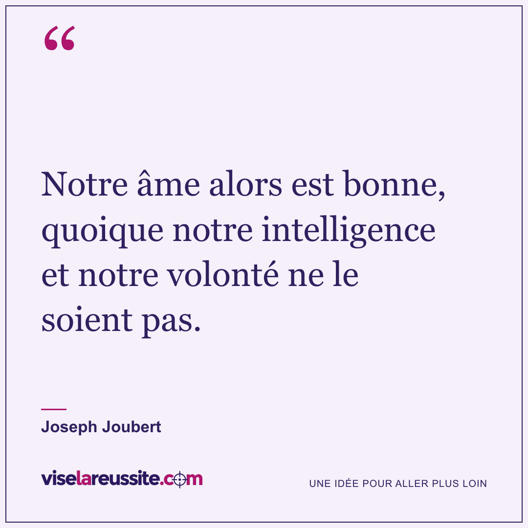 « Notre âme alors est bonne, quoique notre intelligence et notre volonté ne le soient pas. » — Joseph Joubert — Vise la Réussite
