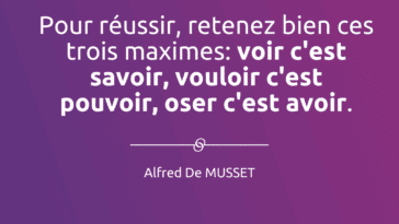 pour réussir, retenez bien ces trois maximes: voir c'est savoir, vouloir c'est pouvoir, oser c'est avoir.