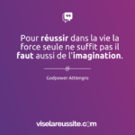 Pour réussir dans la vie la force seule ne suffit pas il faut aussi de l'imagination pour réussir dans la vie la force seule ne suffit pas il faut aussi de l'imagination