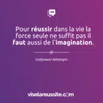 Pour réussir dans la vie la force seule ne suffit pas il faut aussi de l'imagination pour réussir dans la vie la force seule ne suffit pas il faut aussi de l'imagination